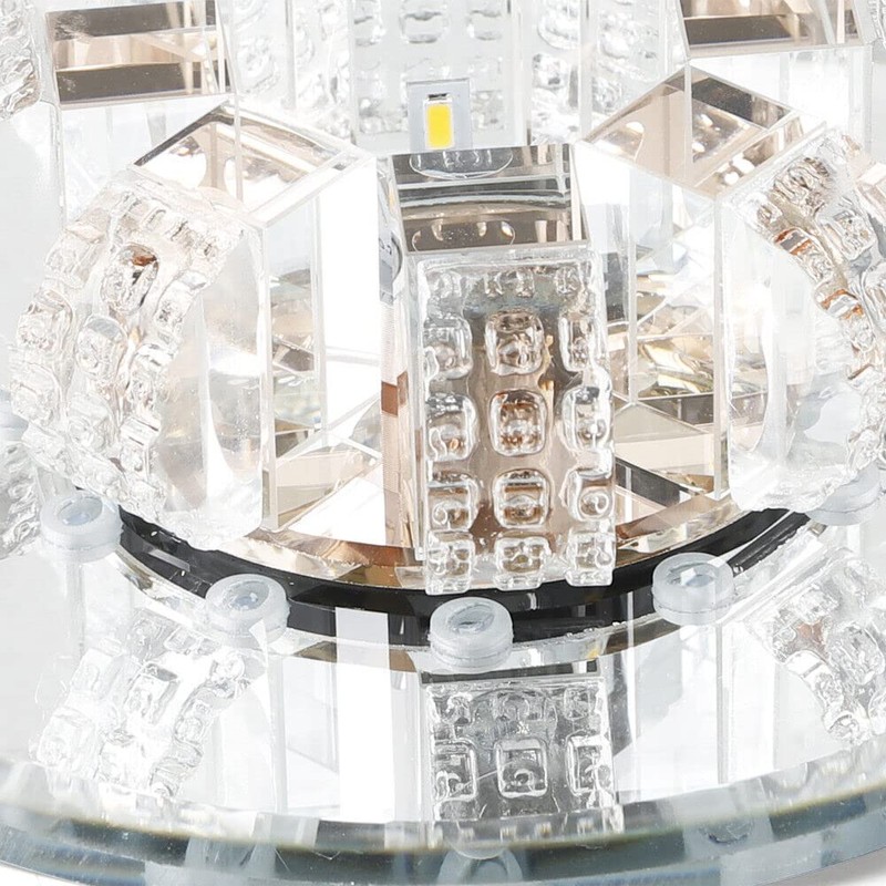 TFCFL White Modern K9 Crystal LED Ceiling Lamp Flush Mount