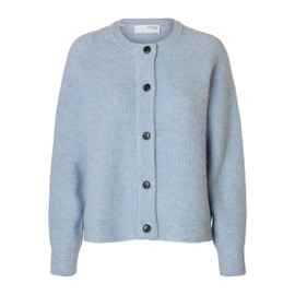 SELECTED FEMME Women's Slflulu LS Knit Short Cardigan B Noos Cardigan, Cashmere blue/detail: melange