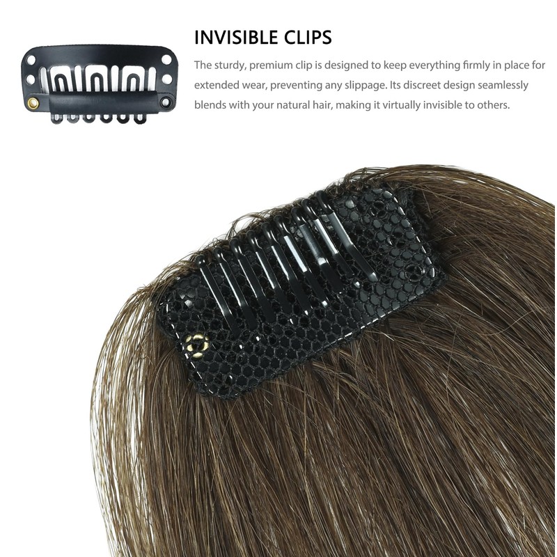 Rose Bud Clip in Bangs Hairpieces for Women Flat Front