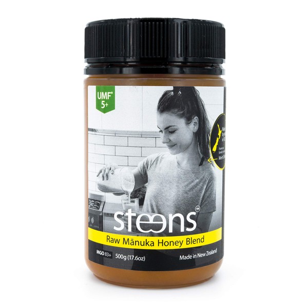 Steens Manuka Honey - MGO 83+ - Pure & Raw 100% Certified multifloral Manuka Honey - Bottled and Sealed in New Zealand - 17.6 oz