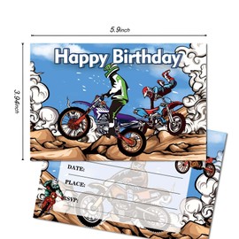 20 PCS Dirt Bike Birthday Invitations for Boys.Motorcycle Birthday Party Supplies,Birthday Invitations for Boys