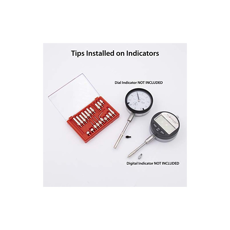 Clockwise Tools Digital Dial Indicators Tip Set, DIPR-01 22 Pieces,