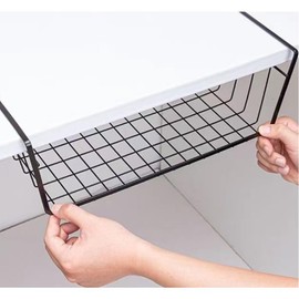 HAOHIZE Under Shelf Storage Basket, Pantry Organizers and Storage Laundry Room Organization Under Cabinet Shelf Multipurpose Metal Under Shelf Wire Basket for Kitchen Office Desk (26cm/10in)