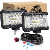 Nilight Side Shooter LED Light Bar 2PCS 4.3Inch Triple Row