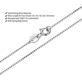 CERSLIMO S925 Sterling Silver Chains for Women Girls - Silver Chain Necklace 14" 16" 18" 20" 24" 0.8mm Thick Box Chain Chains for Kids | For Layered Looks, Gifts or Chain Replacements, 18"