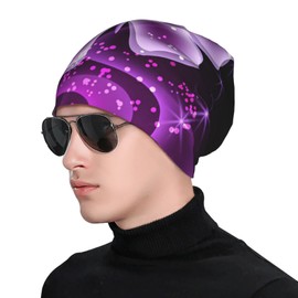 Skull Cap Purple Dream Butterfly Beanie Balaclava Women for Men Winter Knit Soft Hats Hat Caps