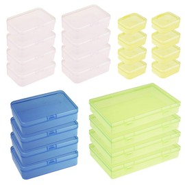 Goodma 24 Pieces Mixed Sizes Coloured Rectangular Plastic Boxes Empty Storage Organizer Containers with Hinged Lids for Small Items and Other Craft Projects