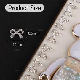 AUEAR, 40 Pack Nail Art Charms Bow Tie Rhinestones Crystal Ornaments Decals DIY Decoration for Design Jewelry Craft