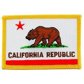 California State Flag Rectangle Embroidered Patch, with Iron-On Adhesive