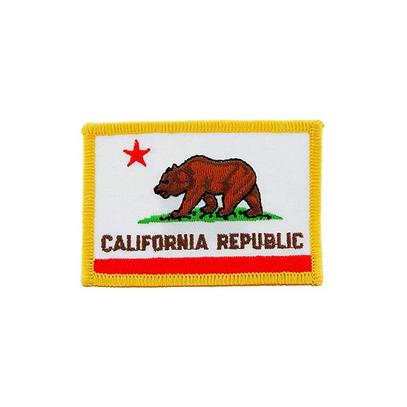 California State Flag Rectangle Embroidered Patch, with Iron-On Adhesive