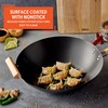 Imusa 14in Carbon Steel Nonstick Wok with Wood Handles, Black