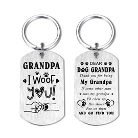 Laluminter I Woof You Dog Grandpa Gifts - Dog Grandpa Keychain - Christmas Fathers Day Gift for Fur Grandfather from Dogs