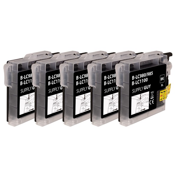 Supply Guy 5 Printer Cartridges Compatible with Brother LC-985 Black