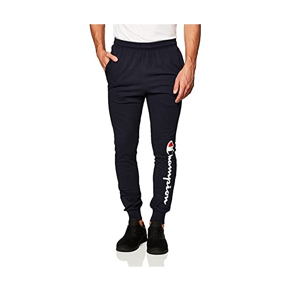 Champion mens Powerblend Fleece Joggers, Left Leg Champion Sweatpants, Granite