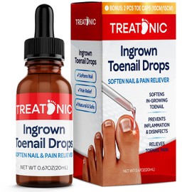 Treatonic Tratamiento de uñas encarnadas – Kit de alivio del dolor de uñas encarnadas y suavizante para un fácil recorte con tapas de gel de silicona