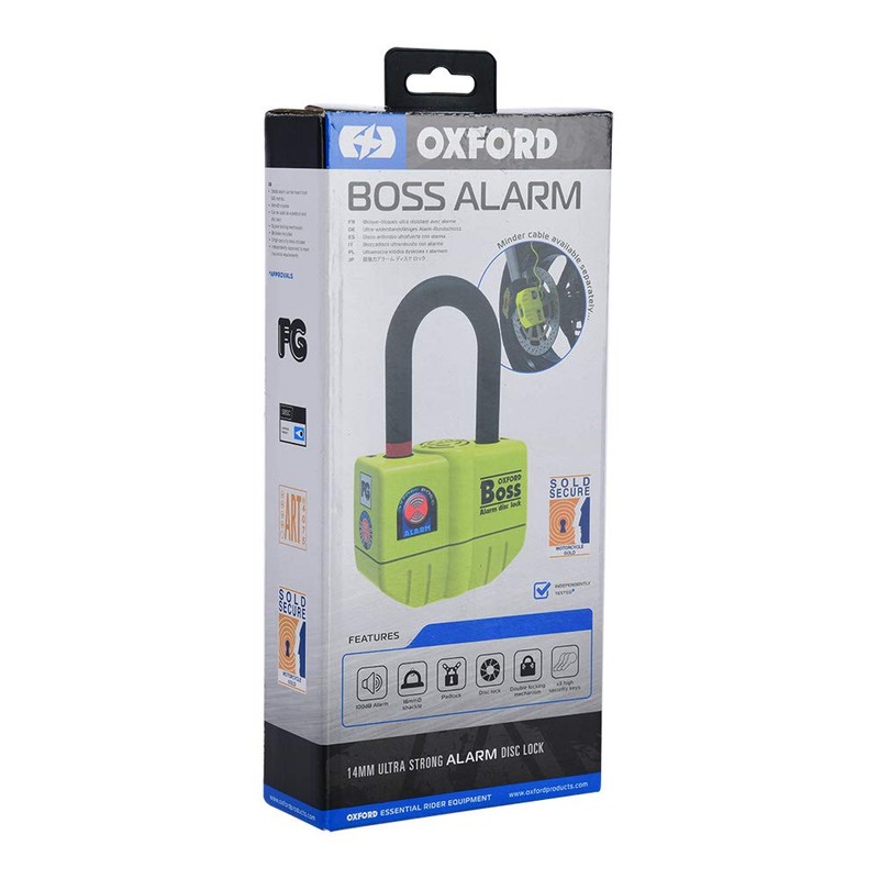 Oxford Boss Alarm disc lock- 14mm Yellow