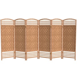 4 ft. Short Fiber Weave Folding Screen - Natural - 6 Panels