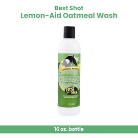 Best Shot Lemon-Aid Oatmeal Wash, Pet Shampoo for Dogs, Cats, and Horses, Ideal Pet Grooming Supplies, 16 Oz.