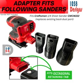 Sander Vacuum Adapter for CRAFTSMAN 1/4 Sheet Sander CMCW222 - Shop Vac Attachment for Dust Collection (1-7/8") by 1058Designs