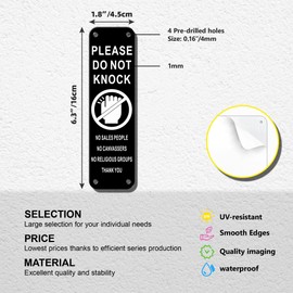 TAKULA Do Not Knock Sign for Front Door,15 * 5CM Please Knock Do Not Disturb Sign,No Canvassers,No Sales People,Suitable for Indoor and Outdoor Gates|2 Pieces