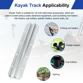 Kayak Track Kayak Rail Accessories Mount for Fishing Rod, Cup Holder, Paddle Holders, Fish Finder, Anchor Cleats for 1/2" Wide Track Hardware (8 Inches, Aluminum, 1 Pake)
