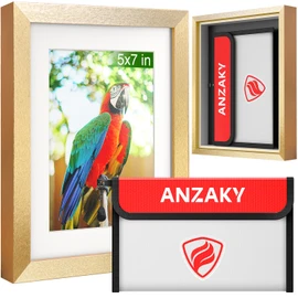 ANZAKY Photo Picture Frame Diversion Safe with Fireproof & Waterproof Money Bag, Hidden Compartment Storage to Shield your Money, Cash, Glod 5"x7"