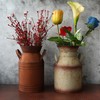 CVHOMEDECO. Galvanized Metal Milk Can, Old Rustic Primitives Jug Vase