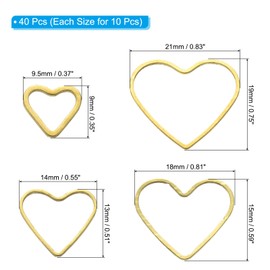 PATIKIL 40Pcs Open Bezel, 4 Sizes Heart Resin Bezels Charm Pendants Open Back Bezels Alloy Hollow Frame Bulk for Resin Craft Making, Gold Tone