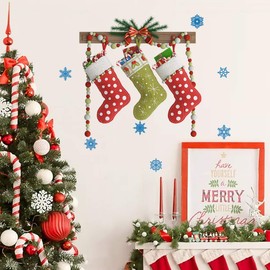 HOTIYOK Christmas Wall Sticker, Decorative Sticker, Christmas Stockings, Children's Room, Background, Window, Living Room, Christmas Decoration, Decorative Sticker, Wallpaper, Stylish, Christmas Decorations, Wall Sticker, Sticker for Windows, Wall Decor,