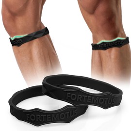 FORTEMOTUS Patellar Tendon Support Strap - Silicone Patella Knee Brace for Teenager, Youth, Women & Men - Knee Band for Tendonitis Jumpers Running Sports Basketball Volleyball, 2 Pcs, Black, S&M