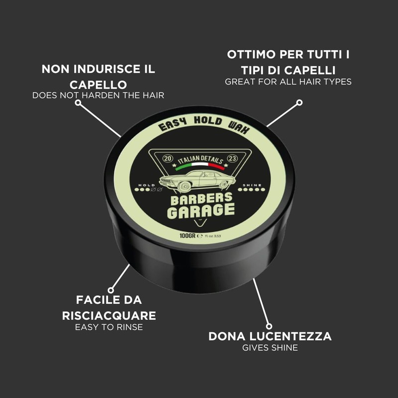 Barbers Garage Easy Hold Wax - Hair Wax for Shiny