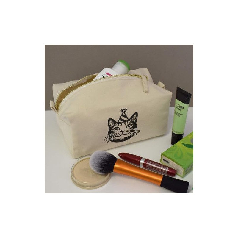 'Party Cat' Canvas Wash Bag/Makeup Case (CS00043682)