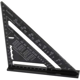 7 Inch Triangular Ruler Aluminum Alloy Metric Protractor Layout Measuring Tool for Engineer Carpenter Black