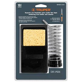 Truper CAU-45, Cautín tipo lápiz de 45 Watts, punta de cobre  BASE-CAU, Base para cautín tipo lápiz con limpiador de esponja                          
