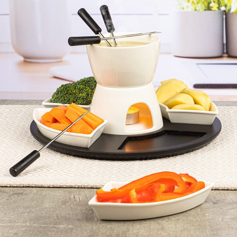 Fondue Set 11 Pieces with Pot Warmer and Forks Haushalt