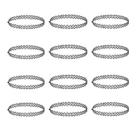 HJDJBD Stretch Elastic Necklace Set, Stretch Collars Black, Tattoo Chain 90s, Black Choker, Years Accessories, Women's Vintage Punk Gothic Rubber Collar for Girls, does not have, does not have