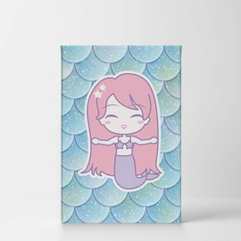 Smile Art Design Long Pink Haired Mermaid Decor CANVAS PRINT Kids Room Decor Wall Art Baby Room Decor Nursery Decor Ready to Hang Made in the USA-12x8