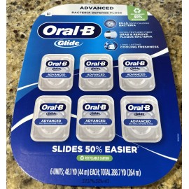 ORAL-B GLIDE ADVANCED BACTERIA DEFENSE FLOSS 44m each (6 pack)