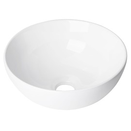 11 Inch Round Bathroom Sink Above Counter, Small White Ceramic Vanity Vessel Sink Mini Countertop Basin Bowl for Space-Saving
