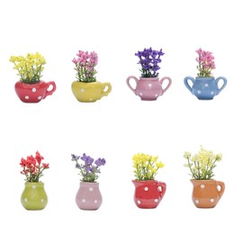 8pcs Cute Mini Magnetic Vase for Fridge-Decorative Flowers Magnets, Funny 3D Ceramic Refrigerator Magnets, Cute Fridge Decor,Decoration for Home, Kitchen, Office, School, Locker, Whiteboard