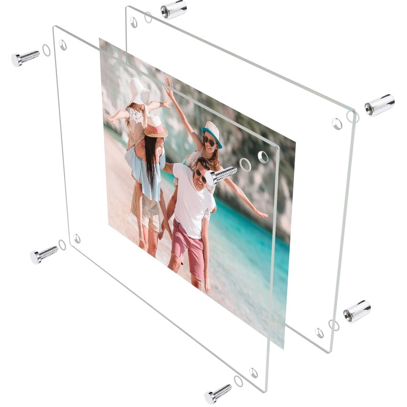 Ludery 8x10 Clear Acrylic Wall Mount Floating Frameless Picture Frame,Clear