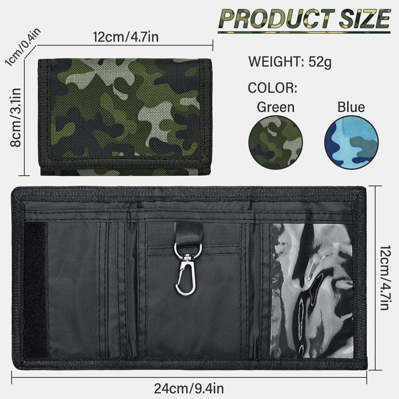 AfitLulu Men's Camouflage Wallet with Coin Compartment and Key Ring,