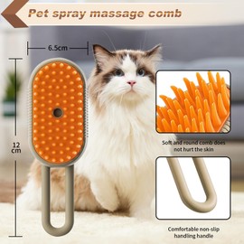Steamy Cat Brush,3 In 1 Steamy Pet Brush,Cat Hair Brush With Steamer,Cat Comb With Steam,Cat Steamer Brush For Shedding,Steam Brush For Pets (white)