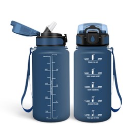 HoneyHolly Water Bottle 500 ml, Leak-Proof, BPA-Free, Motivational with Time Marking, Water Bottle with Straw, Sports Water Bottle for Children, Bicycle, Fitness, School, Office