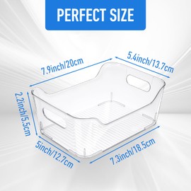 12 Pcs Clear Plastic Storage Bins, Multi-Use Organization and Storage Containers for Pantry, Cabinet, Refrigerator, Freezer, Bathroom, Organizer Bins for Home & Kitchen