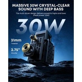 30W Portable Bluetooth Speaker, Deep Bass, IPX6 Waterproof, LED Lights