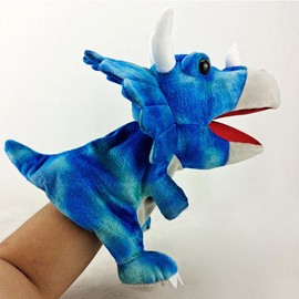DDEMSMOE Dinosaur Hand Puppets 11.8 Inch Plush Stuffed Animals with Open Movable Mouth, Interactive Toy Storytelling Gift for Girls and Boys:_Ankylosaurus