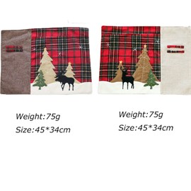 ERSTUME Christmas Table Runners with 4 Placemats Table Decorations Embroidered Cotton Linen 2 Sides Table Mats Dining for Xmas Holiday Home Party