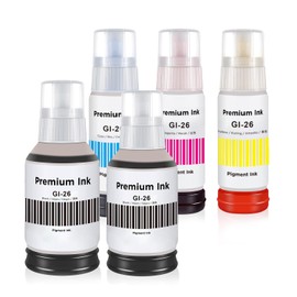 GI-26 GX7021 GX6021 Ink Refill Set Replacement for Canon GI-26 GI26 Pigment Ink Bottle Work for Canon MAXIFY GX6020 GX7020 GX3020 GX4020 GX5020 GX5520X GX5120 GX6120 GX7120 Printer Black Color, 5-Pack
