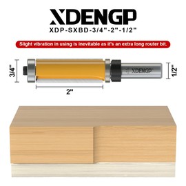 XDENGP Top and Bottom Bearing Flush Trim Router Bit 1/2 Inch Shank, 3/4 Inch Cutting Diameter, 2 Inch Cutting Length